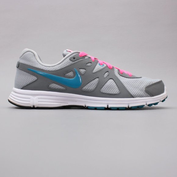Nike Ladies 10 Revolution 2 Gray Pink Blue Running Training Sneakers - Picture 4 of 12